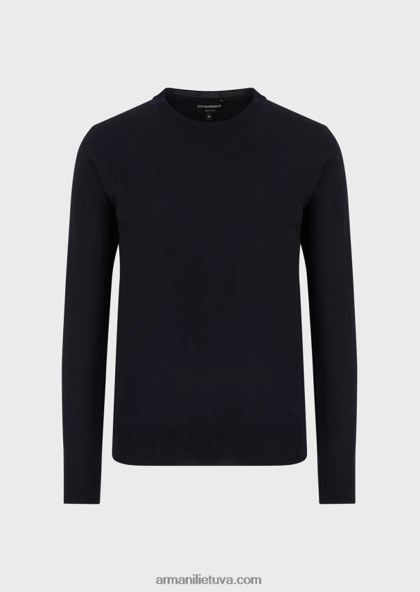 vyrų tamsiai mėlyna Armani megztas grynos vilnos megztinis 02482X1262