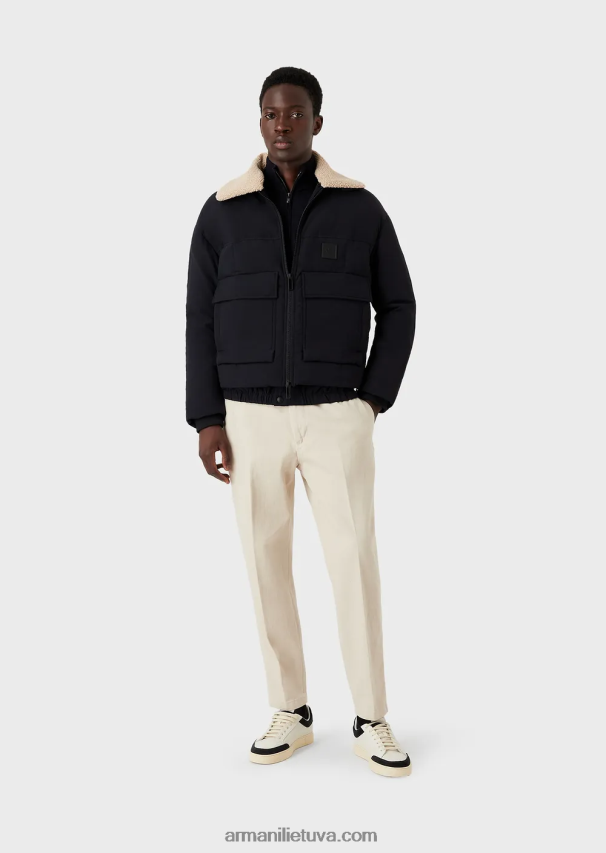 vyrų tamsiai mėlyna Armani vilnos megztinis su pilnai užtrauktuku 02482X1270