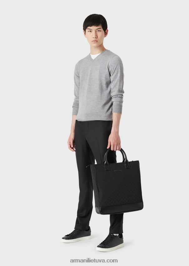 vyrų šviesiai pilka Armani V formos kaklo džemperis iš grynos vilnos 02482X1267