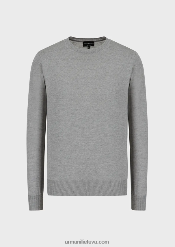 vyrų šviesiai pilka Armani megztas grynos vilnos megztinis 02482X1261