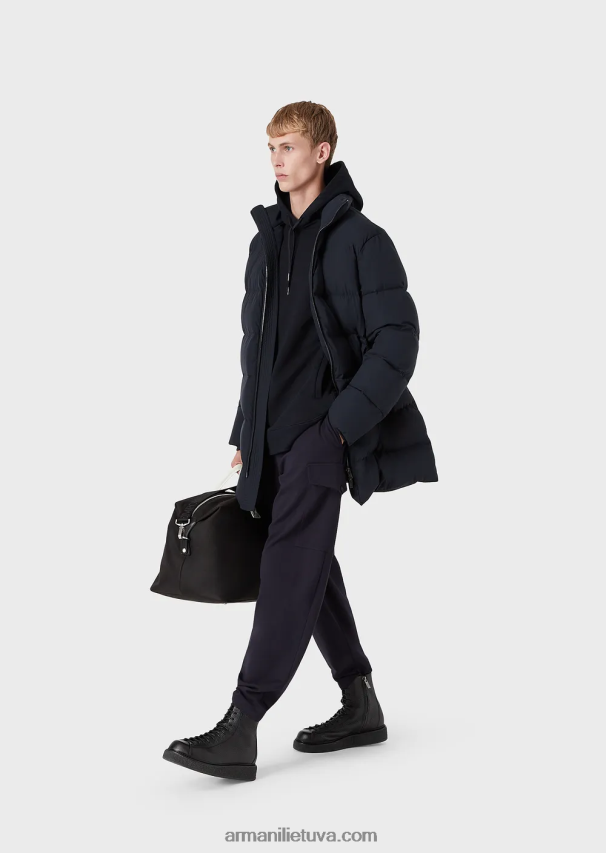 vyrųArmani Negabaritinė dygsniuota nailono striukė su pilnu užtrauktuku 02482X1366