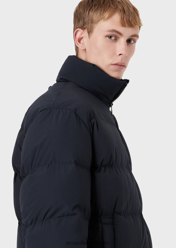 vyrųArmani Negabaritinė dygsniuota nailono striukė su pilnu užtrauktuku 02482X1366
