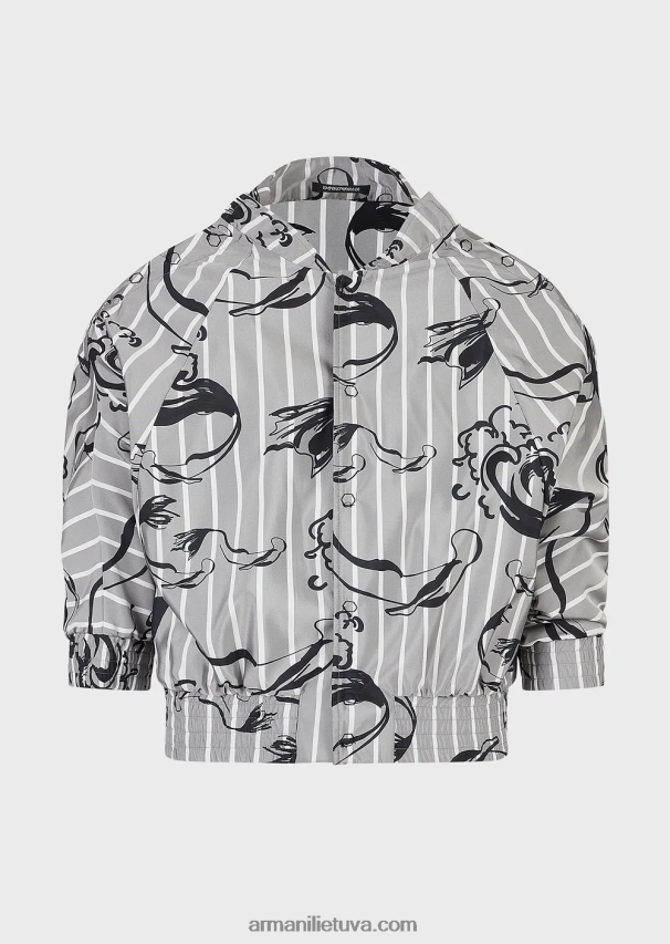 vyrųArmani Undinėlės rašto dryžuoto techninio audinio palaidinė trumpomis rankovėmis 02482X1344