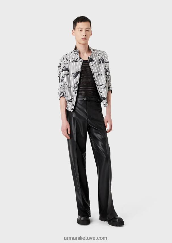 vyrųArmani Undinėlės rašto dryžuoto techninio audinio palaidinė trumpomis rankovėmis 02482X1344