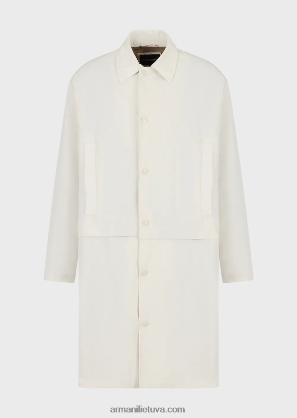 vyrųArmani Vandeniui atstumiančio atlasinio nailono paltas su nuimamu apvadu 02482X1325