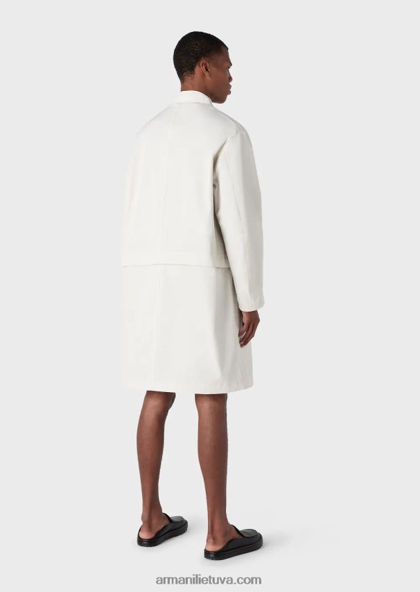 vyrųArmani Vandeniui atstumiančio atlasinio nailono paltas su nuimamu apvadu 02482X1325