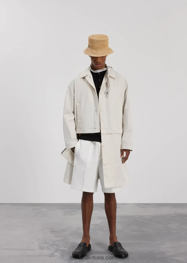 vyrųArmani Vandeniui atstumiančio atlasinio nailono paltas su nuimamu apvadu 02482X1325