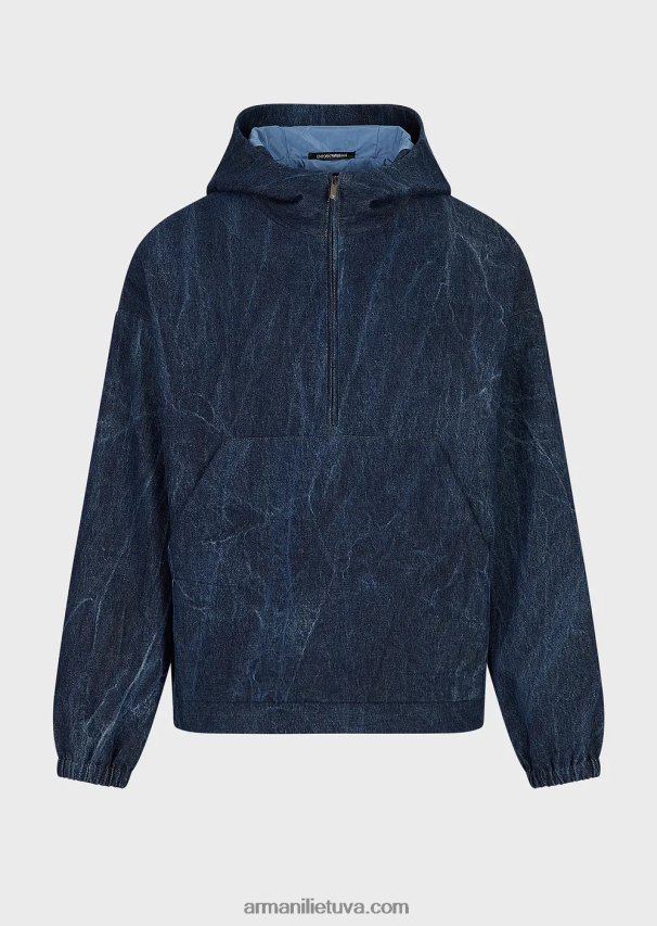 vyrųArmani akmenimis skalbtas džinsinis anorakas 02482X1324
