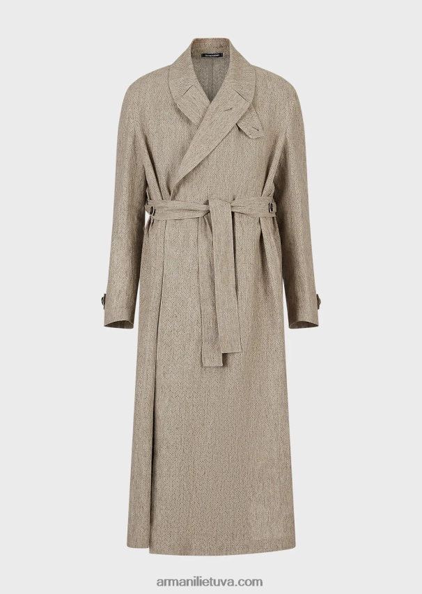 vyrųArmani dengtas lininis paltas su ažūriniu ševrono motyvu 02482X1354