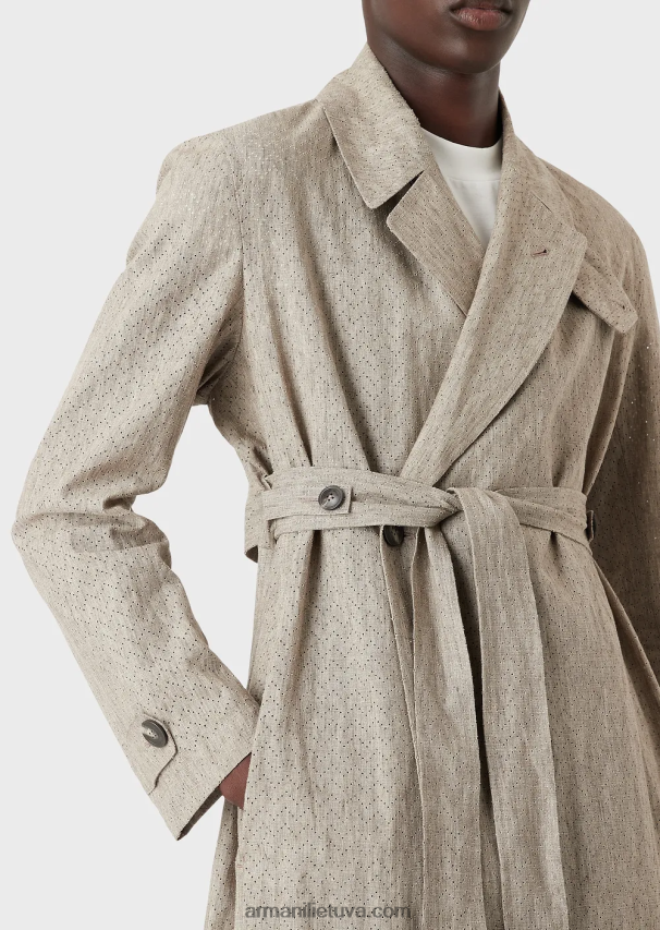 vyrųArmani dengtas lininis paltas su ažūriniu ševrono motyvu 02482X1354