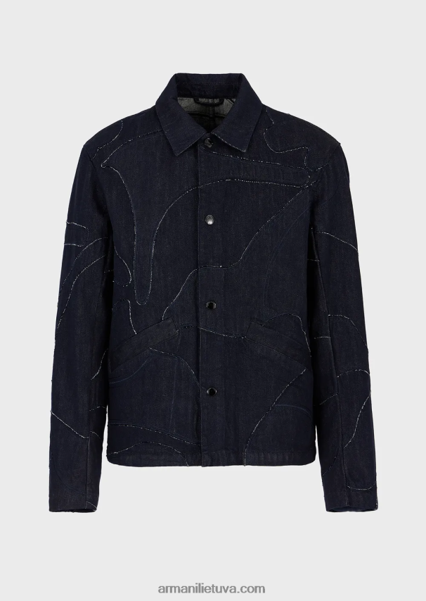 vyrųArmani drobinė striukė su negabaritiniu kamufliažiniu siuvinėjimu 02482X1301