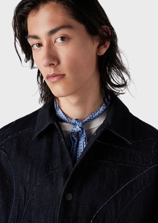 vyrųArmani drobinė striukė su negabaritiniu kamufliažiniu siuvinėjimu 02482X1301