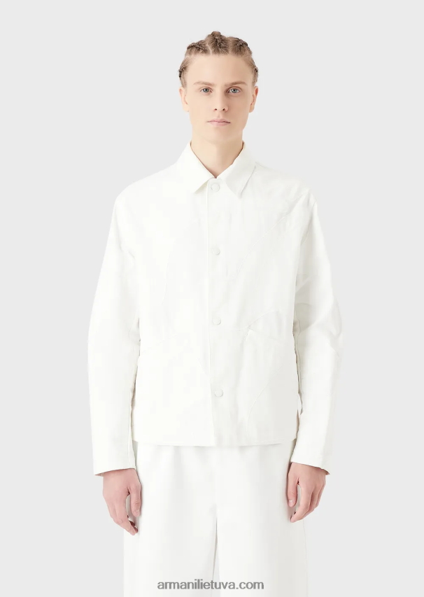 vyrųArmani drobinė striukė su negabaritiniu kamufliažiniu siuvinėjimu 02482X1302