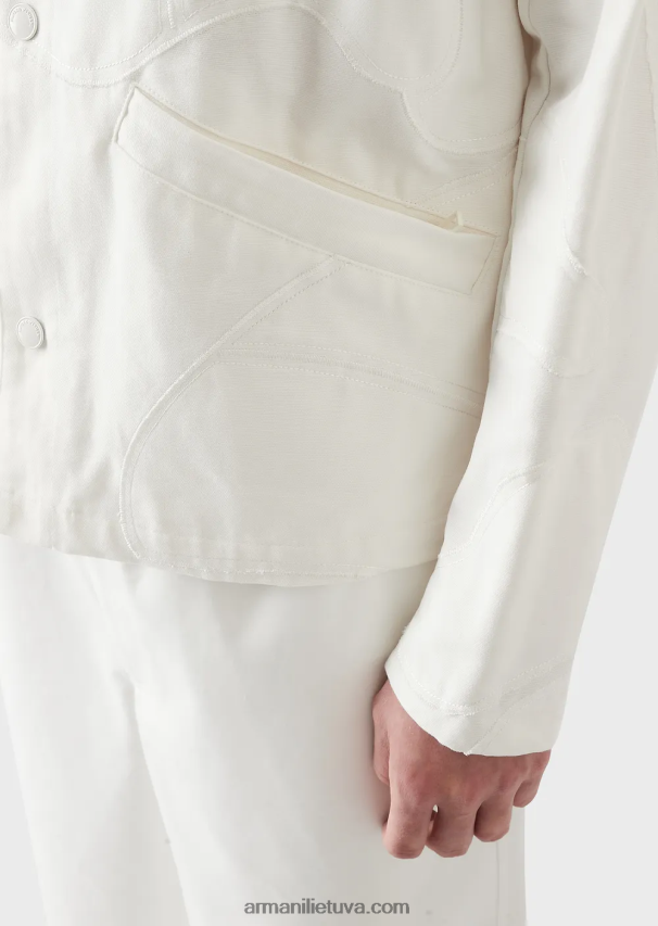 vyrųArmani drobinė striukė su negabaritiniu kamufliažiniu siuvinėjimu 02482X1302