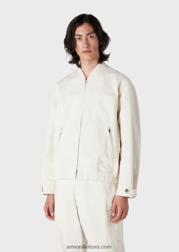 vyrųArmani „l\'amour“ siuvinėta džinsinė palaidinė su užtrauktuku 02482X1353