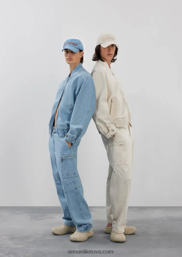 vyrųArmani „l\'amour“ siuvinėta džinsinė palaidinė su užtrauktuku 02482X1353