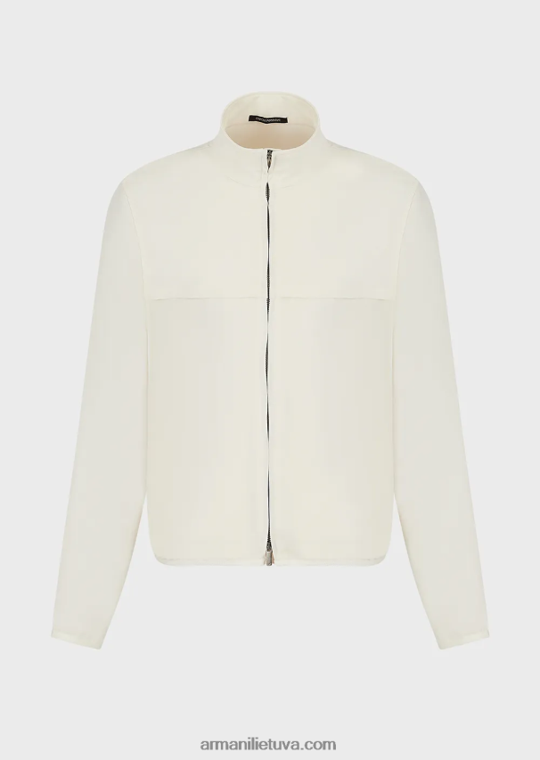 vyrųArmani skysta krepinė palaidinė su pilnu užtrauktuku su atvartu 02482X1346