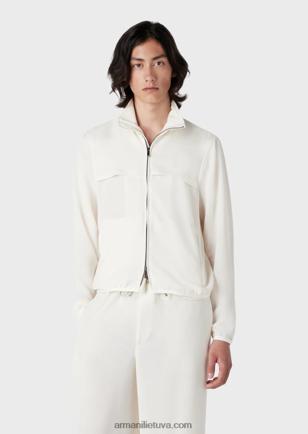 vyrųArmani skysta krepinė palaidinė su pilnu užtrauktuku su atvartu 02482X1346