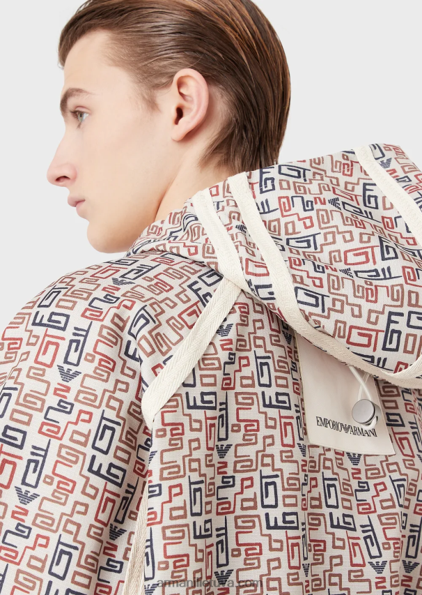 vyrųArmani tvarios kolekcijos palaidinė su užtrauktuku ir gobtuvu iš ekologiškos ripstop medžiagos su visame krašte 02482X1349