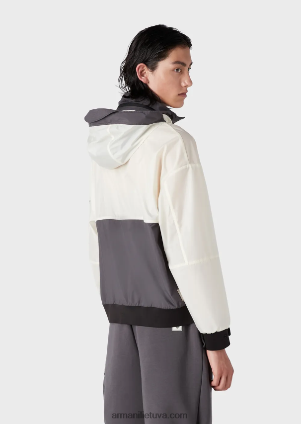 vyrų baltas Armani Kelionių reikmenys ripstop nailono palaidinė su gobtuvu su traškumu 02482X1306