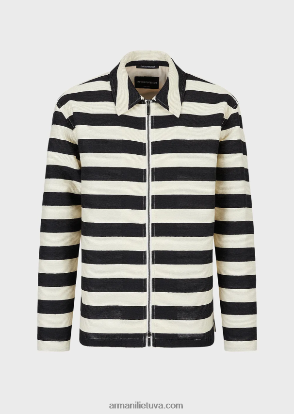 vyrų juodas Armani horizontali dryžuota palaidinė su užtrauktuku 02482X1336