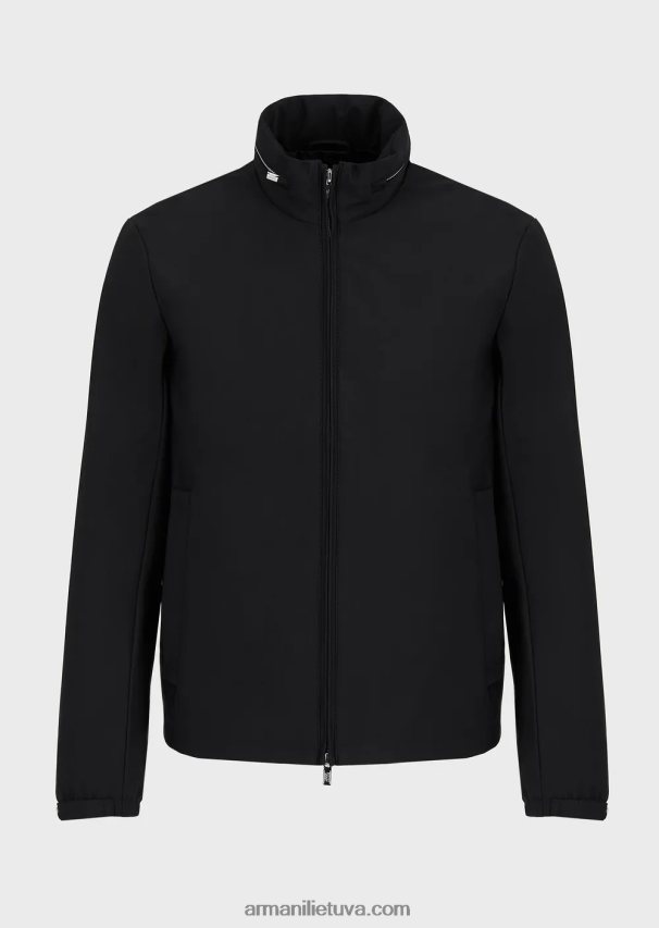 vyrų juodas Armani pilnai užsegama nailoninė palaidinė 02482X1356