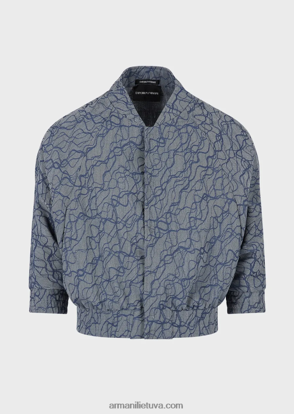 vyrų modelis Armani žakardo rašto vilnos krepo palaidinė trumpomis rankovėmis 02482X1345