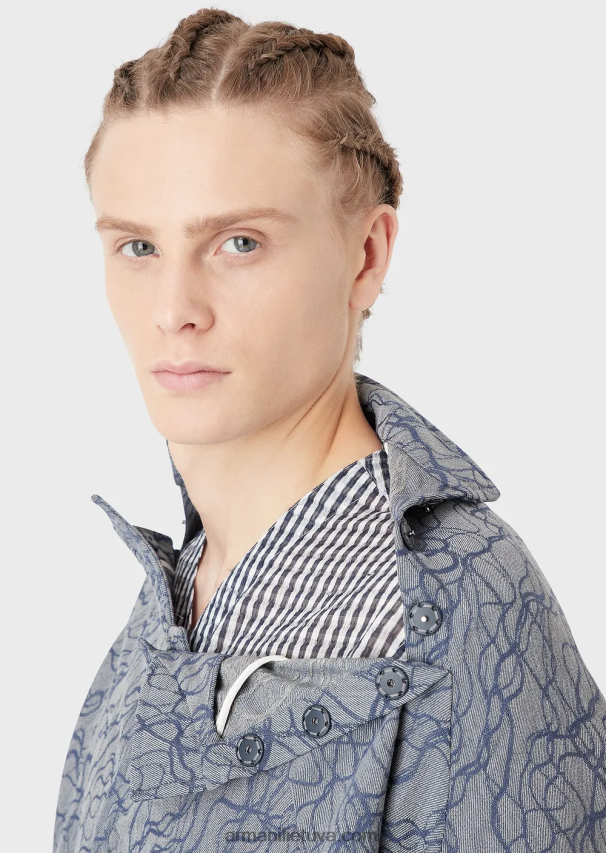 vyrų modelis Armani žakardo rašto vilnos krepo palaidinė trumpomis rankovėmis 02482X1345