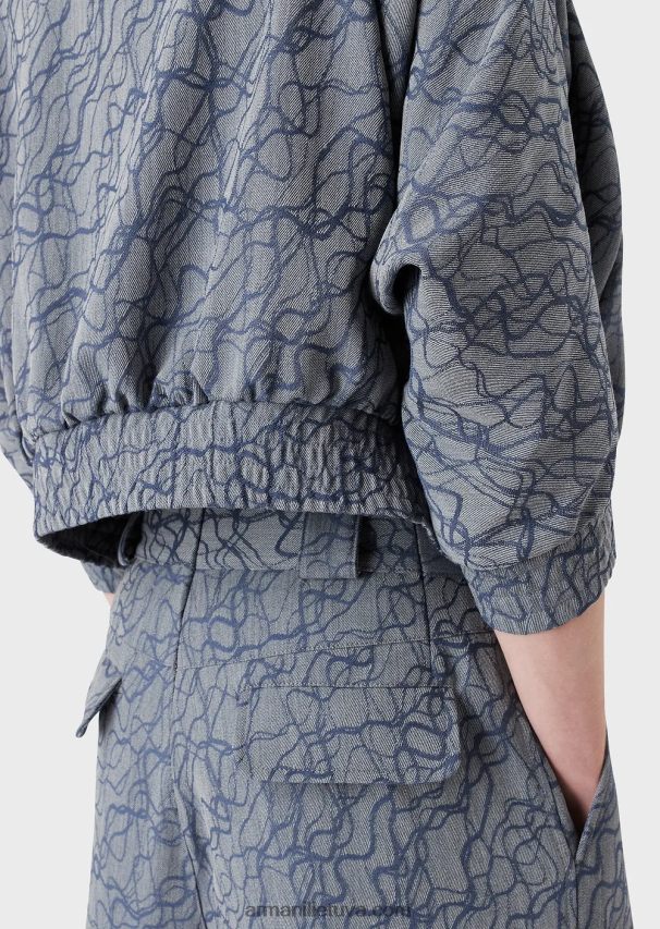 vyrų modelis Armani žakardo rašto vilnos krepo palaidinė trumpomis rankovėmis 02482X1345