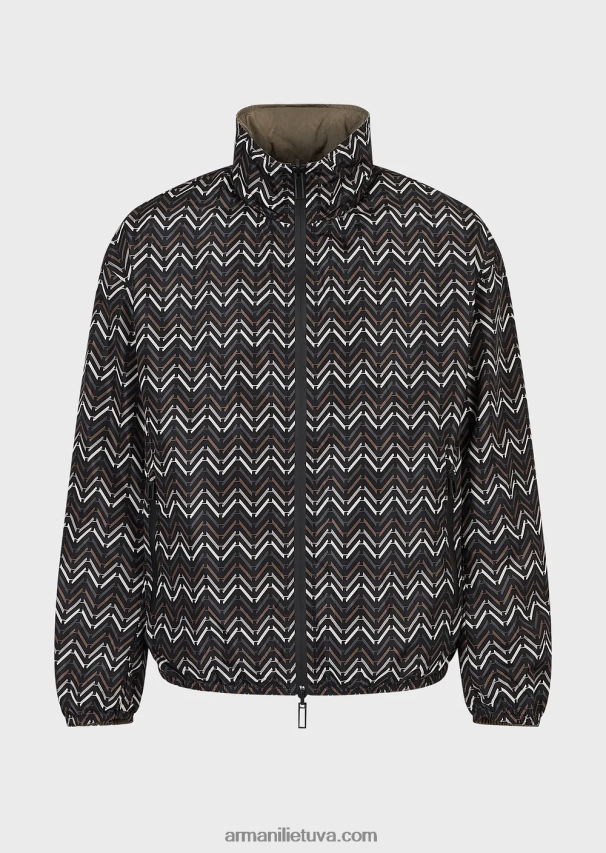 vyrų modelis Armani apverčiama nailoninė palaidinė su pilnu užtrauktuku 02482X1317