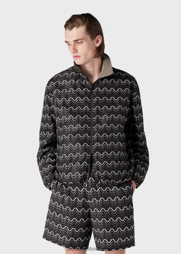 vyrų modelis Armani apverčiama nailoninė palaidinė su pilnu užtrauktuku 02482X1317