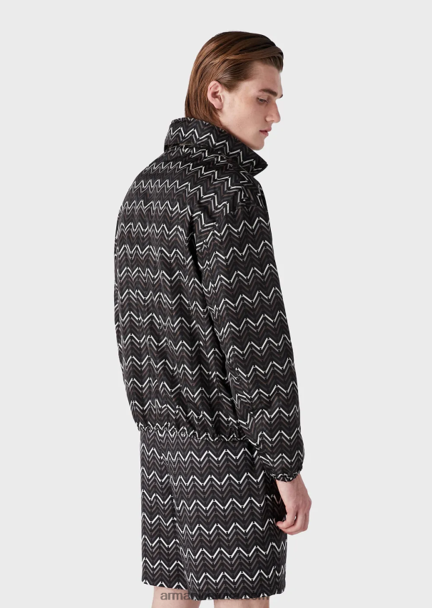 vyrų modelis Armani apverčiama nailoninė palaidinė su pilnu užtrauktuku 02482X1317