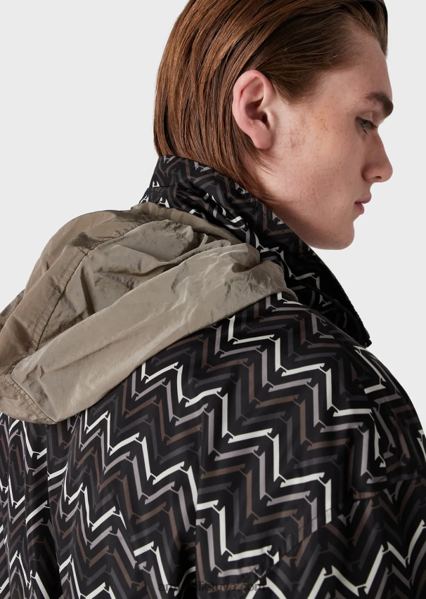 vyrų modelis Armani apverčiama nailoninė palaidinė su pilnu užtrauktuku 02482X1317