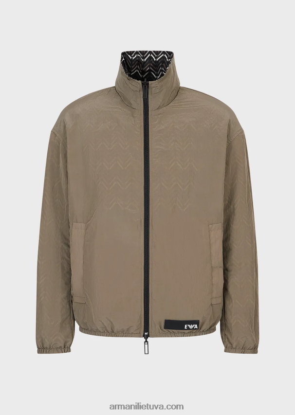 vyrų modelis Armani apverčiama nailoninė palaidinė su pilnu užtrauktuku 02482X1317