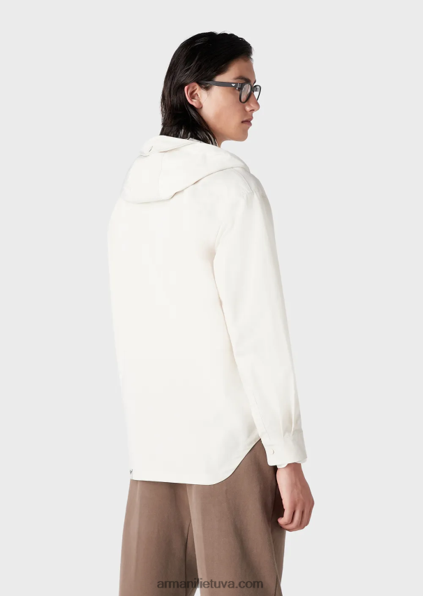 vyrų smėlio spalvos Armani vandeniui atspari satino nailono palaidinė su gobtuvu 02482X1310