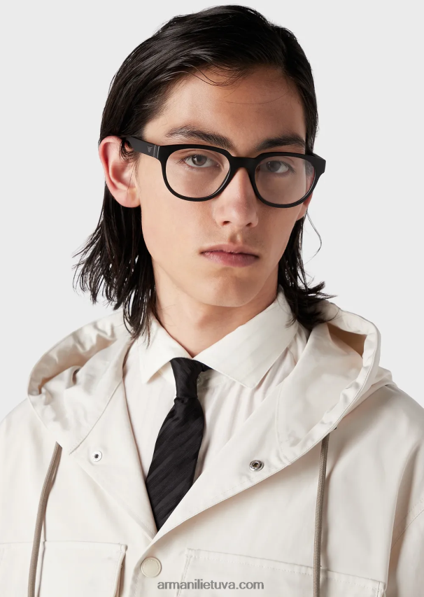 vyrų smėlio spalvos Armani vandeniui atspari satino nailono palaidinė su gobtuvu 02482X1310