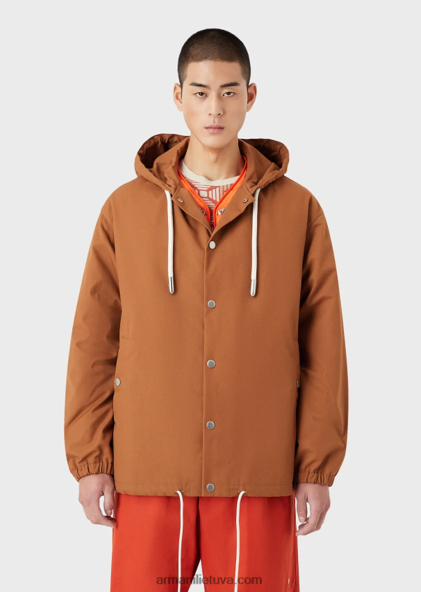 vyrų tabakas Armani tvari kolekcija perdirbtos drobės palaidinė su gobtuvu 02482X1348