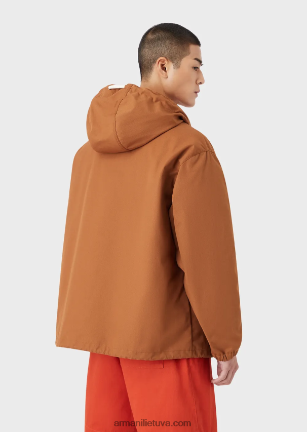 vyrų tabakas Armani tvari kolekcija perdirbtos drobės palaidinė su gobtuvu 02482X1348