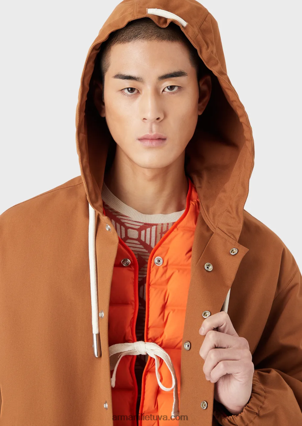 vyrų tabakas Armani tvari kolekcija perdirbtos drobės palaidinė su gobtuvu 02482X1348