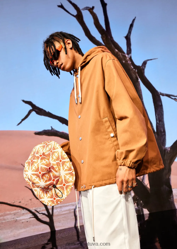 vyrų tabakas Armani tvari kolekcija perdirbtos drobės palaidinė su gobtuvu 02482X1348