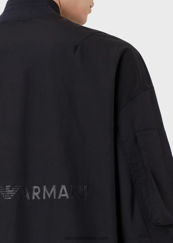 vyrų tamsiai mėlyna Armani Vandenį atstumianti palaidinė iš banguoto šviesaus nailono 02482X1318