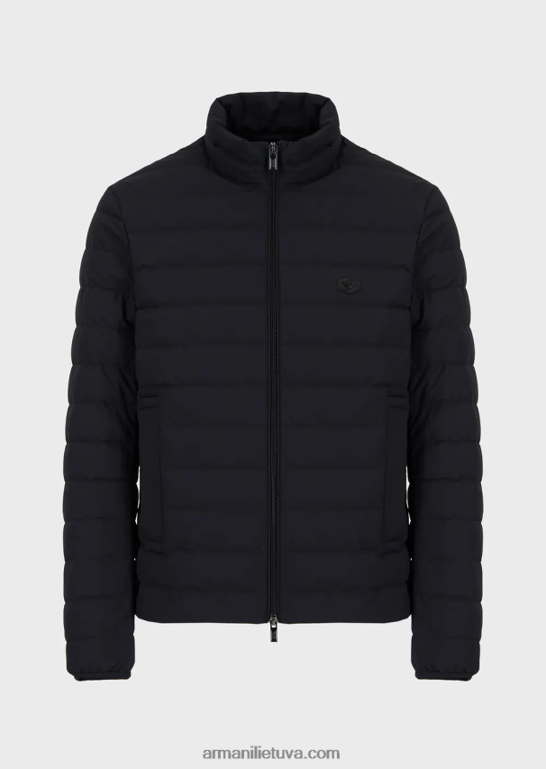 vyrų tamsiai mėlyna Armani dygsniuota nailoninė pūkinė striukė 02482X1330