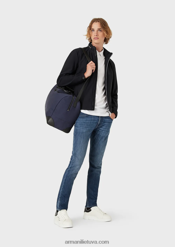 vyrų tamsiai mėlyna Armani pilnai užsegama nailoninė palaidinė 02482X1357