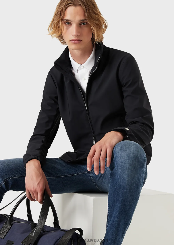 vyrų tamsiai mėlyna Armani pilnai užsegama nailoninė palaidinė 02482X1357