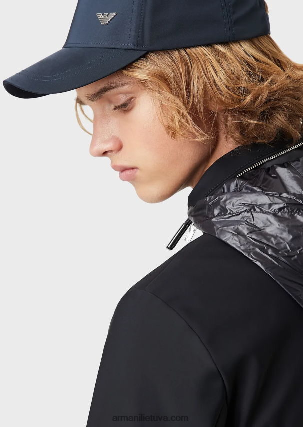 vyrų tamsiai mėlyna Armani pilnai užsegama nailoninė palaidinė 02482X1357