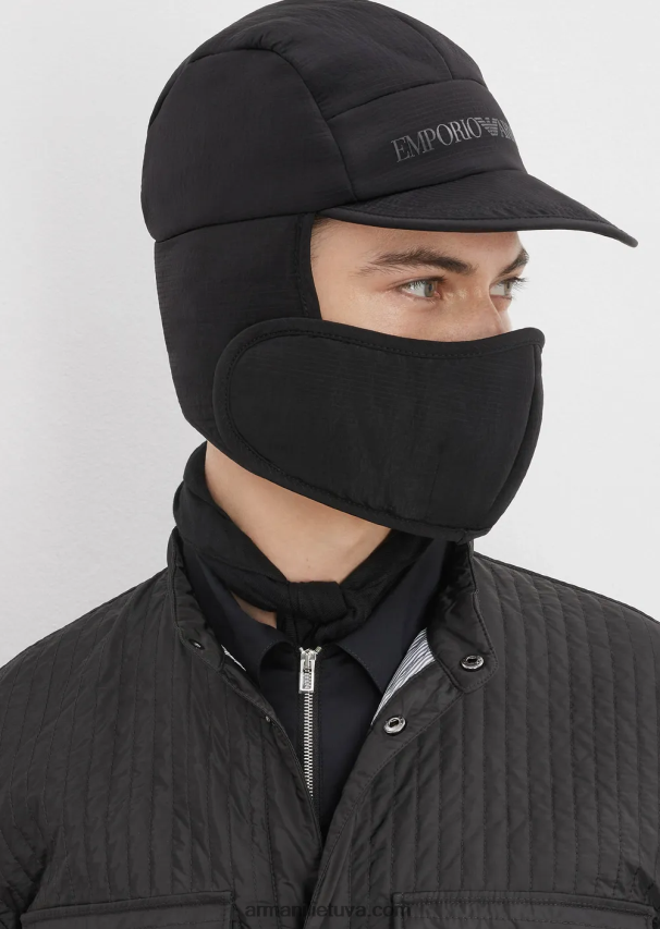 vyrų tamsiai pilka Armani dygsniuota perdirbto nailono vandenį atstumianti palaidinė 02482X1312