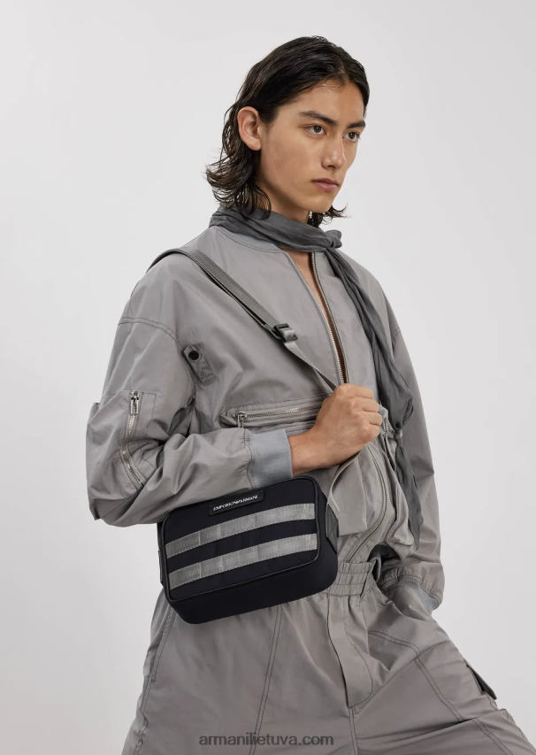 vyrų šviesiai pilka Armani pima poplin kelių kišenių bomber striukė 02482X1303