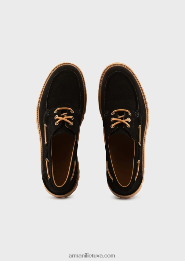 vyrų juodas Armani stambūs zomšiniai valties batai 02482X1829