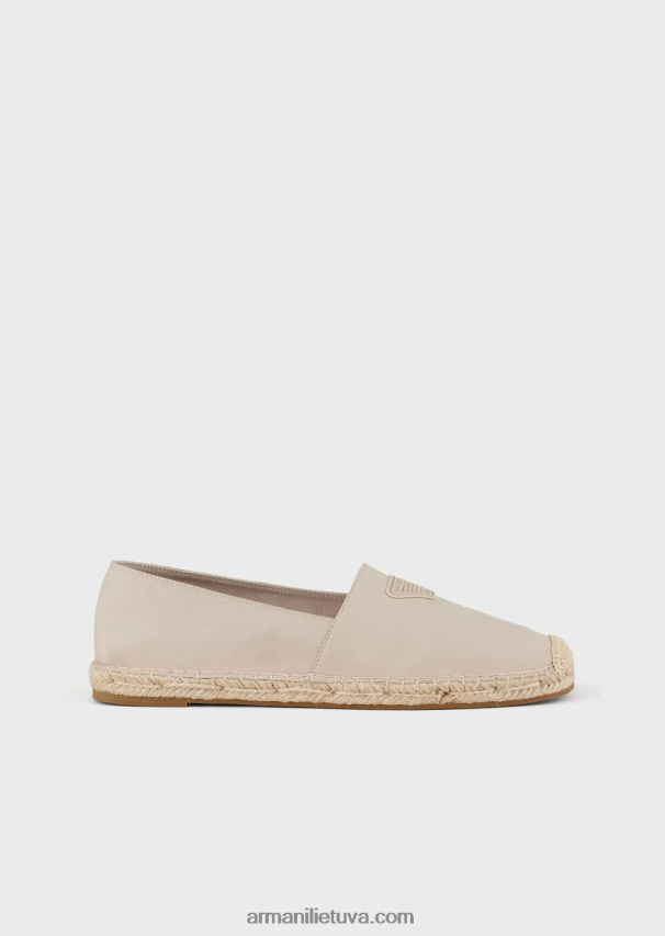 vyrų smėlio spalvos Armani drobės espadrilės su erelio pleistru 02482X1008