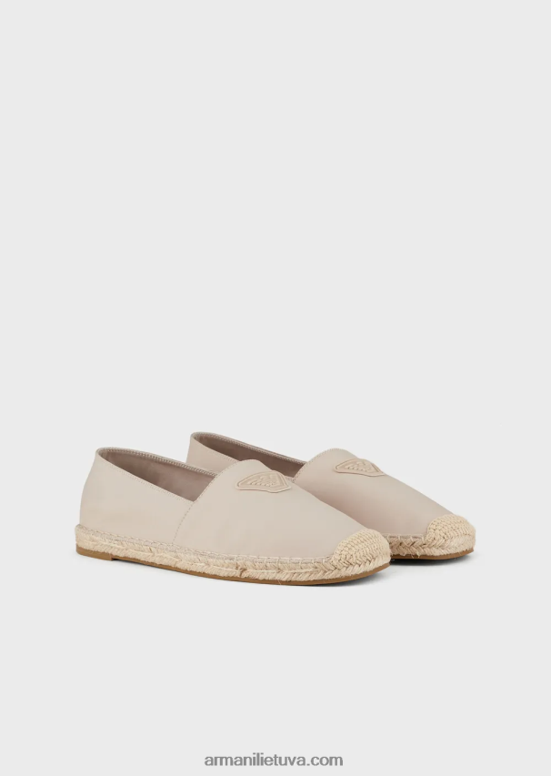 vyrų smėlio spalvos Armani drobės espadrilės su erelio pleistru 02482X1008
